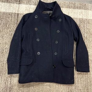 J. Crew Men’s Navy Blue pea coat. Size large.